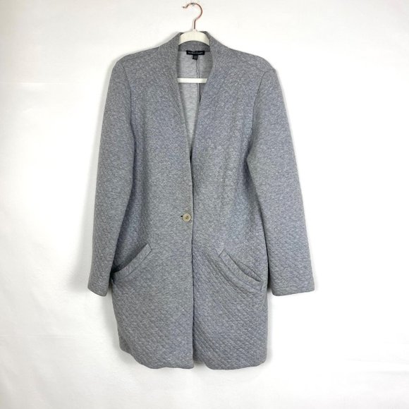 Eileen Fisher Sweaters - Eileen Fisher One Button Quilted Jacket Cardigan Sweater Grey